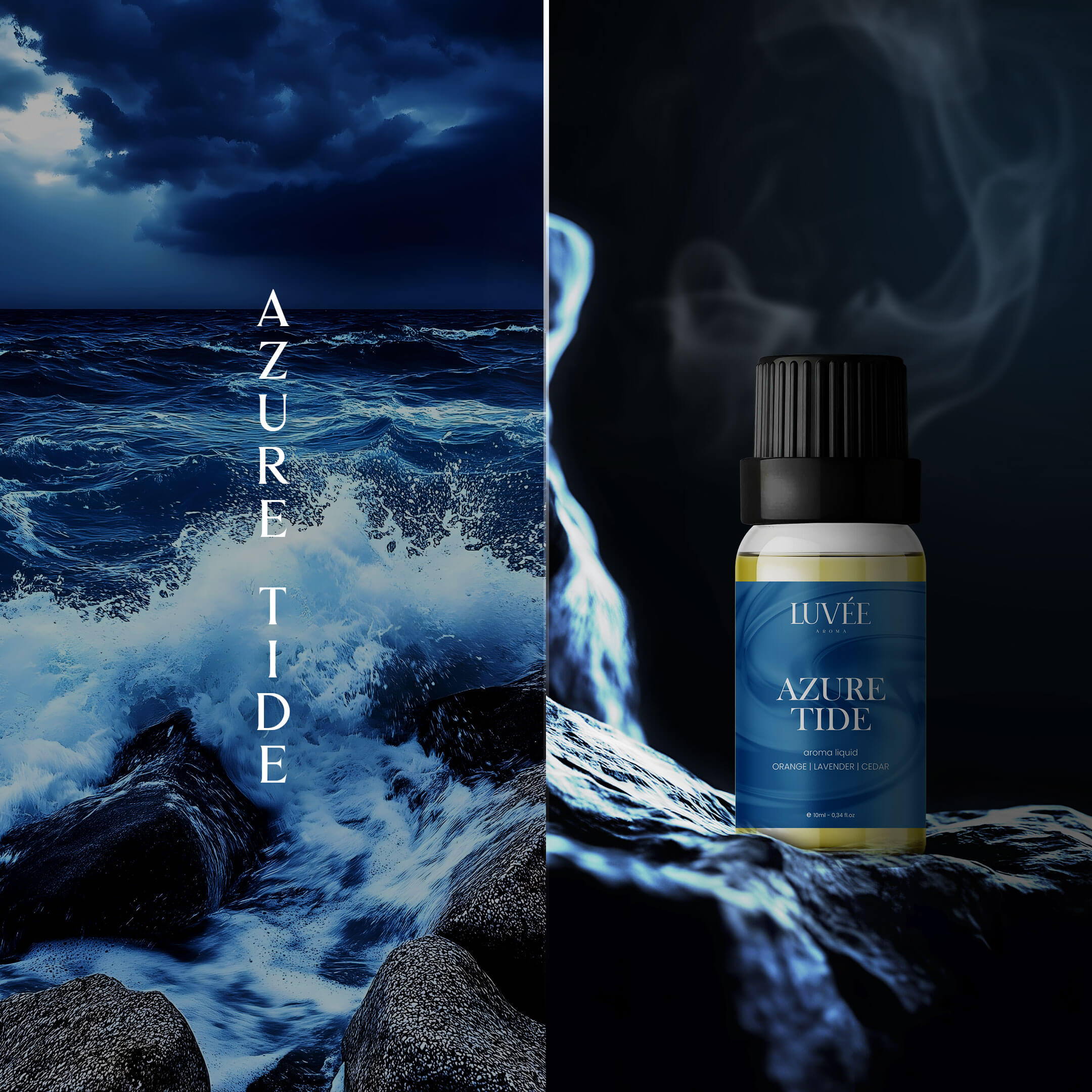 Ocean-inspired essential oil Azure Tide by Luvée – fresh aromatherapy oil for diffuser, spa, or home use.