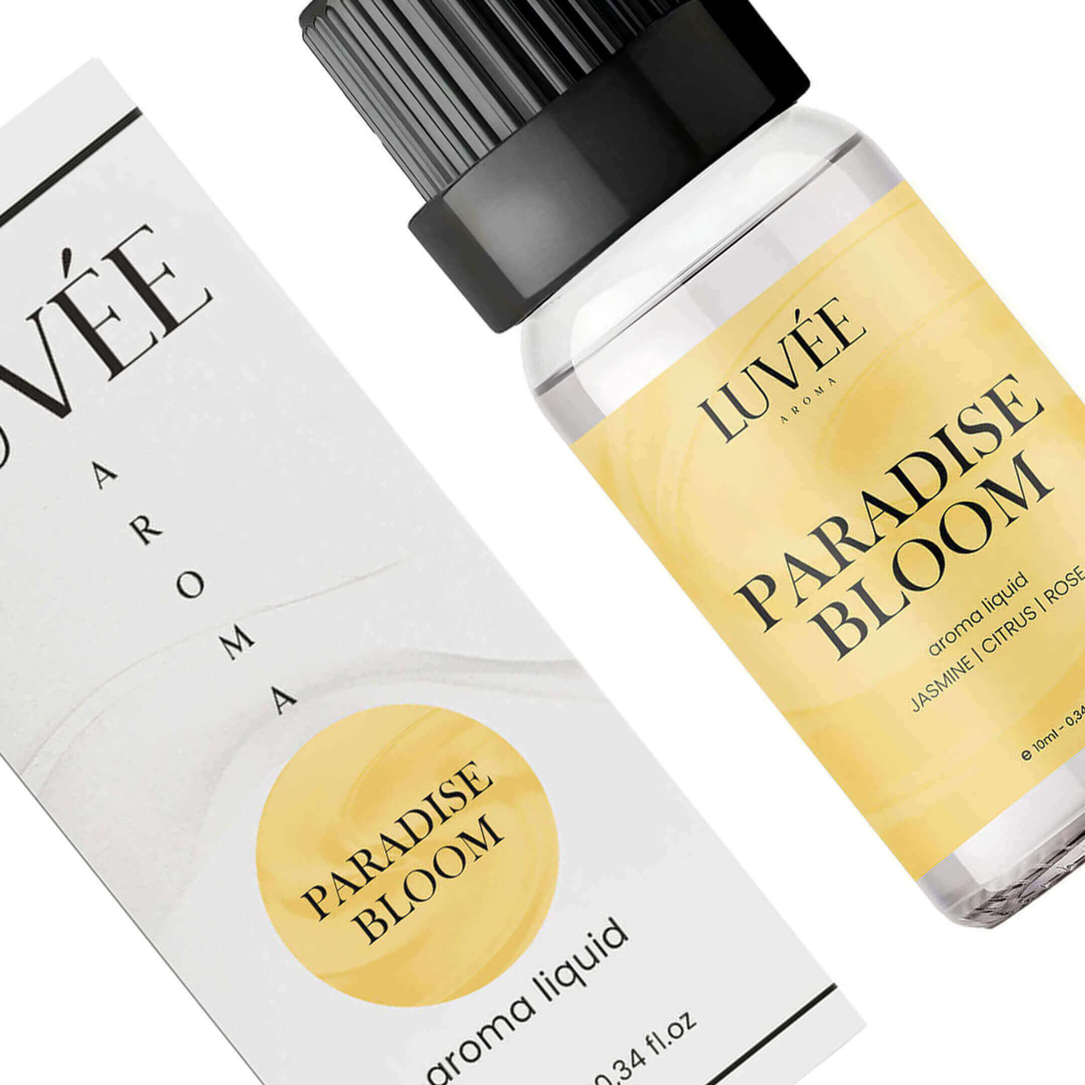 Paradise Bloom by Luvée – natural aromatherapy oil for diffusers with a bright, floral and tropical fragrance.