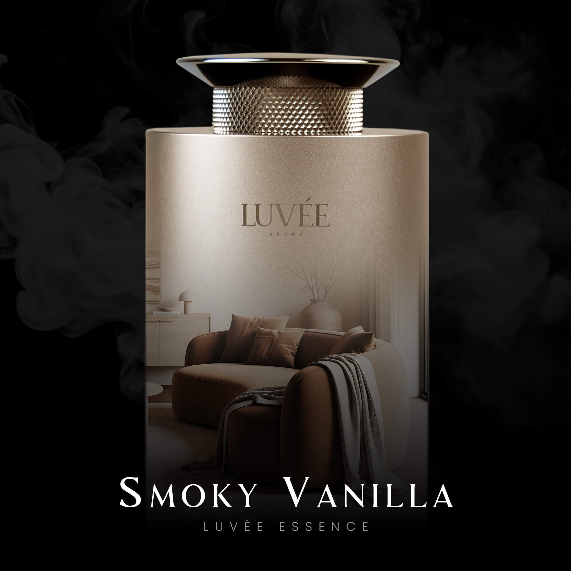 Luvée Smoky Vanilla diffuser oil – premium aromatherapy essential oil with soft vanilla and warm smoky notes.